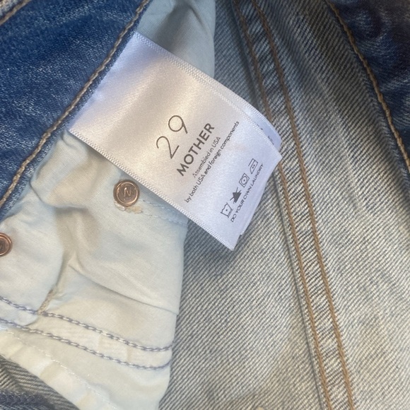 Mother The Vagabond Mini Fray Destroyed Bills Light Wash Distressed Button Fly - Picture 9 of 11